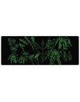 32x12 inches anime mouse pad with neon mecha blueprint layout, wings, cannons, and armor plates on black.