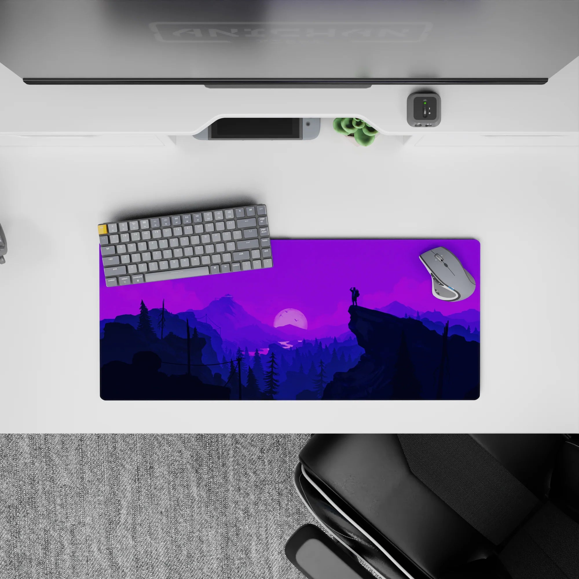 Vector Landscapes Deskmat | Mousepad | Deskpad - Moonlit Heights