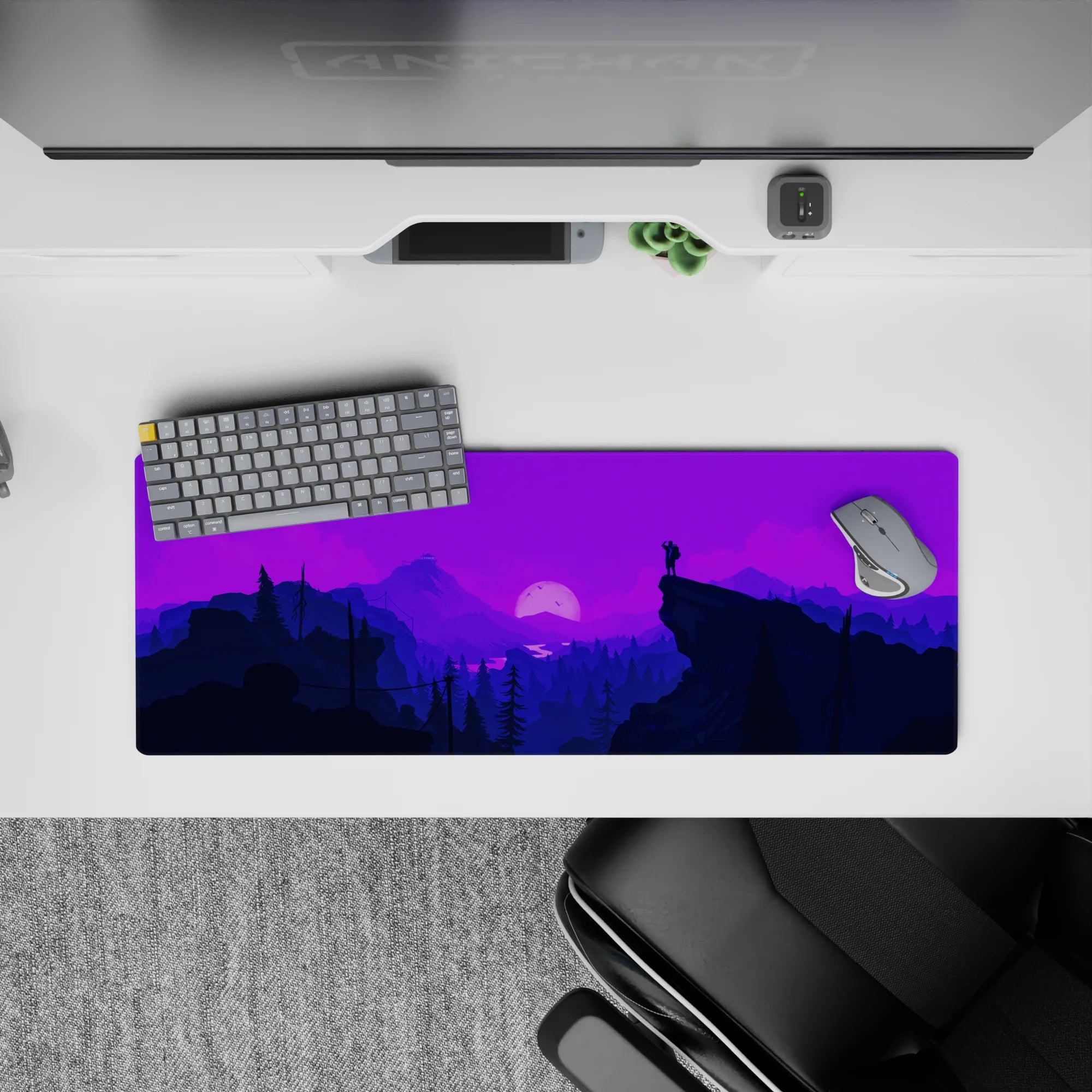 Vector Landscapes Deskmat | Mousepad | Deskpad - Moonlit Heights