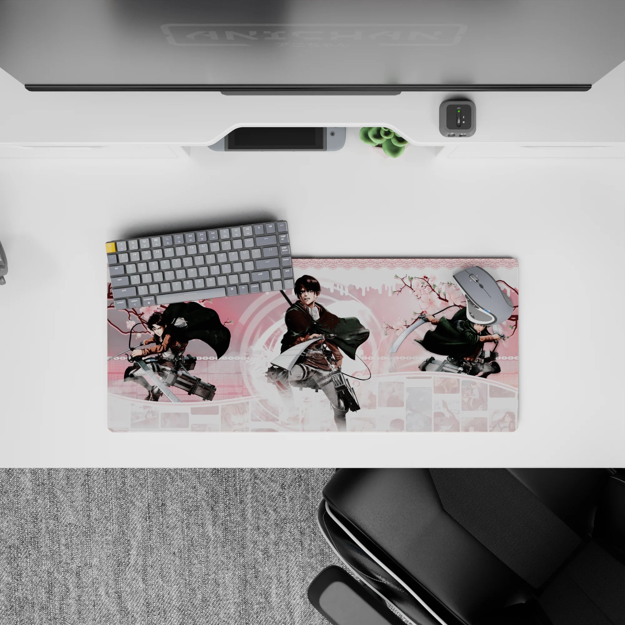 Attack on Titan - Anime Mouse Pad and Desk Pad - Levi: Cherry Blossom Strike - AniChan