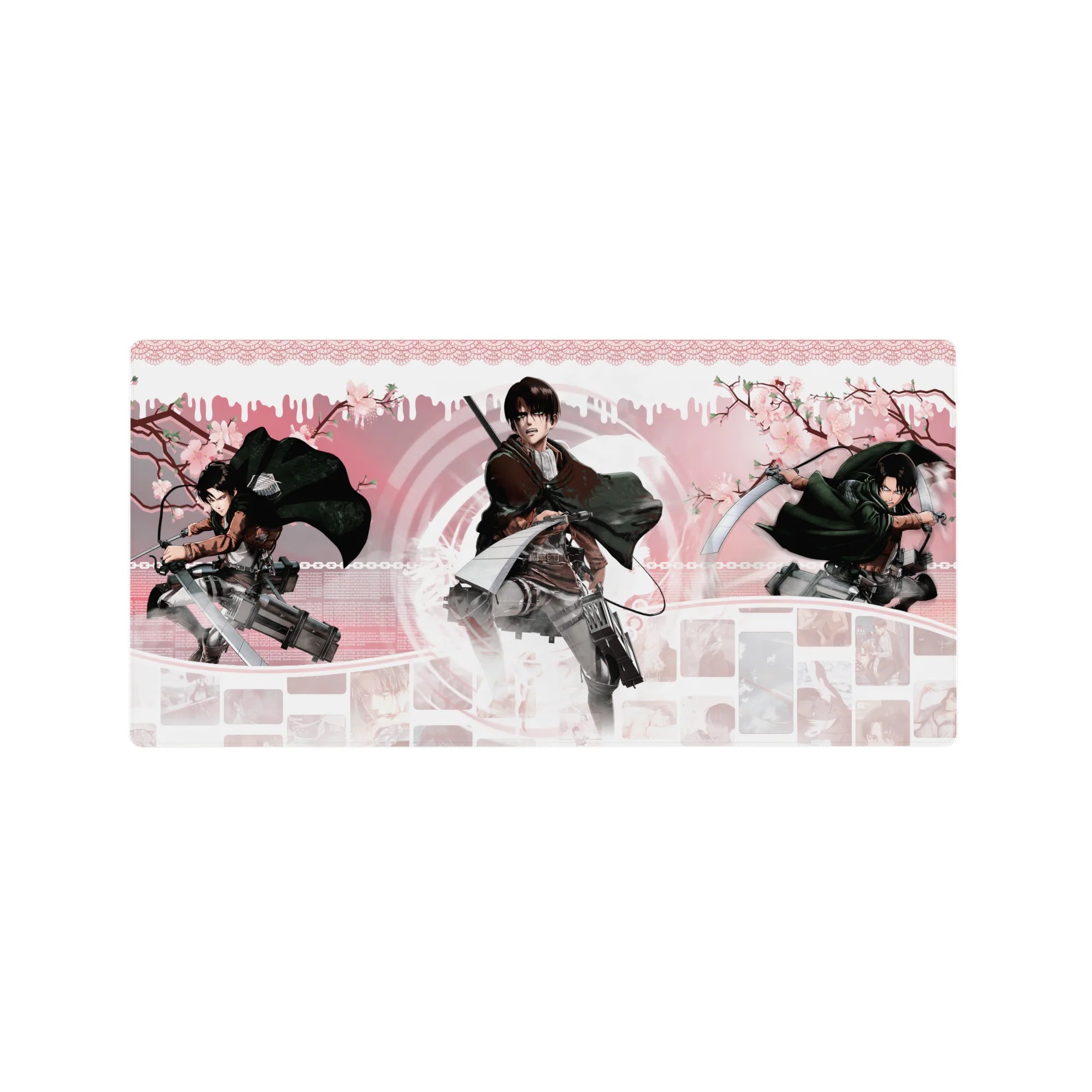 Attack on Titan - Anime Mouse Pad and Desk Pad - Levi: Cherry Blossom Strike - AniChan