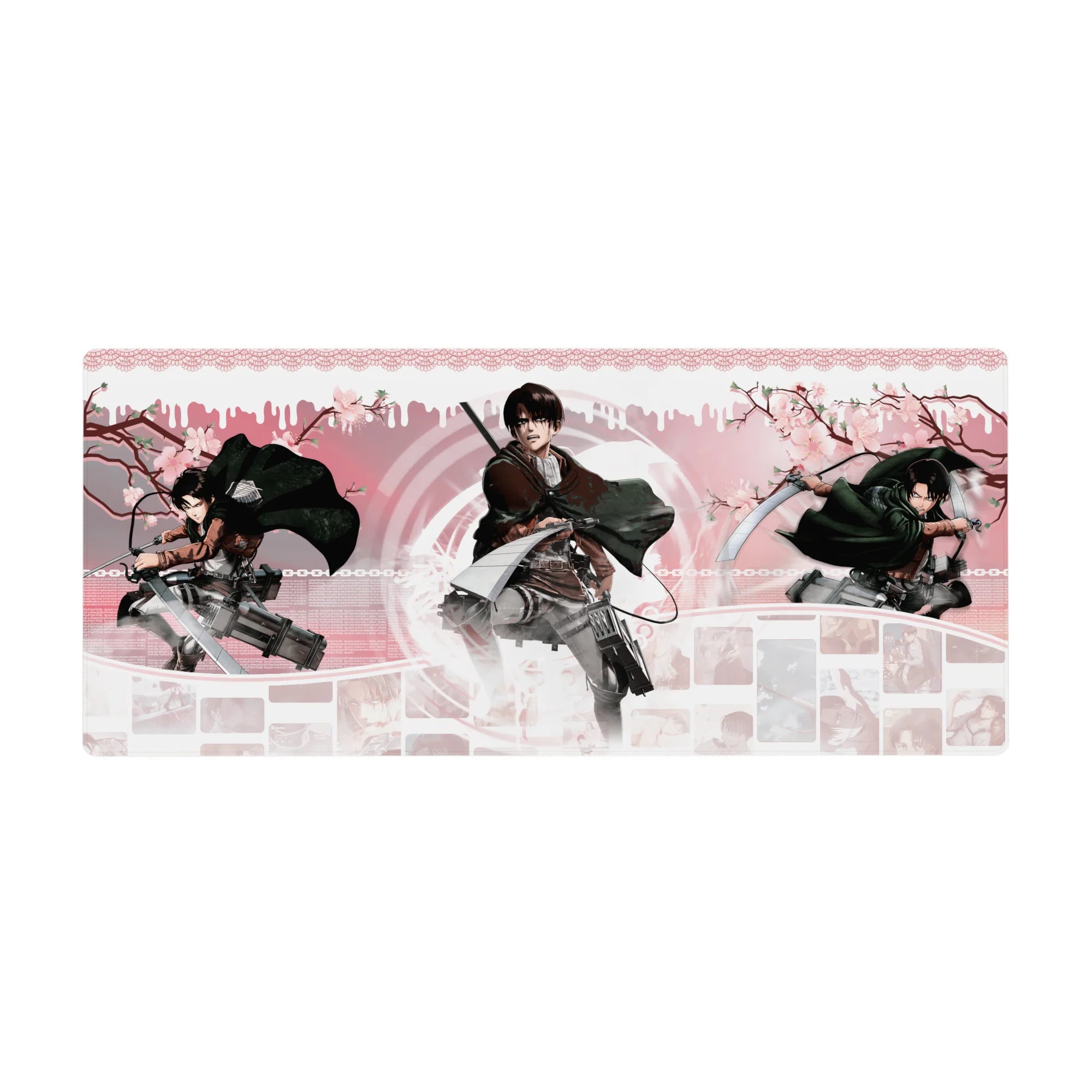 Attack on Titan - Anime Mouse Pad and Desk Pad - Levi: Cherry Blossom Strike - AniChan