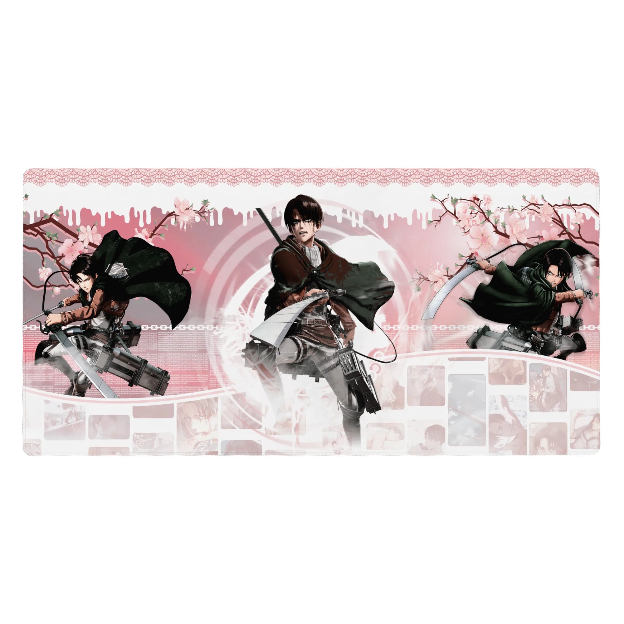 Attack on Titan - Anime Mouse Pad and Desk Pad - Levi: Cherry Blossom Strike - AniChan