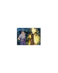 Classic anime mouse pad 14x10 inches with Naruto vs Sasuke art, cracked rock ground and floating orbs.