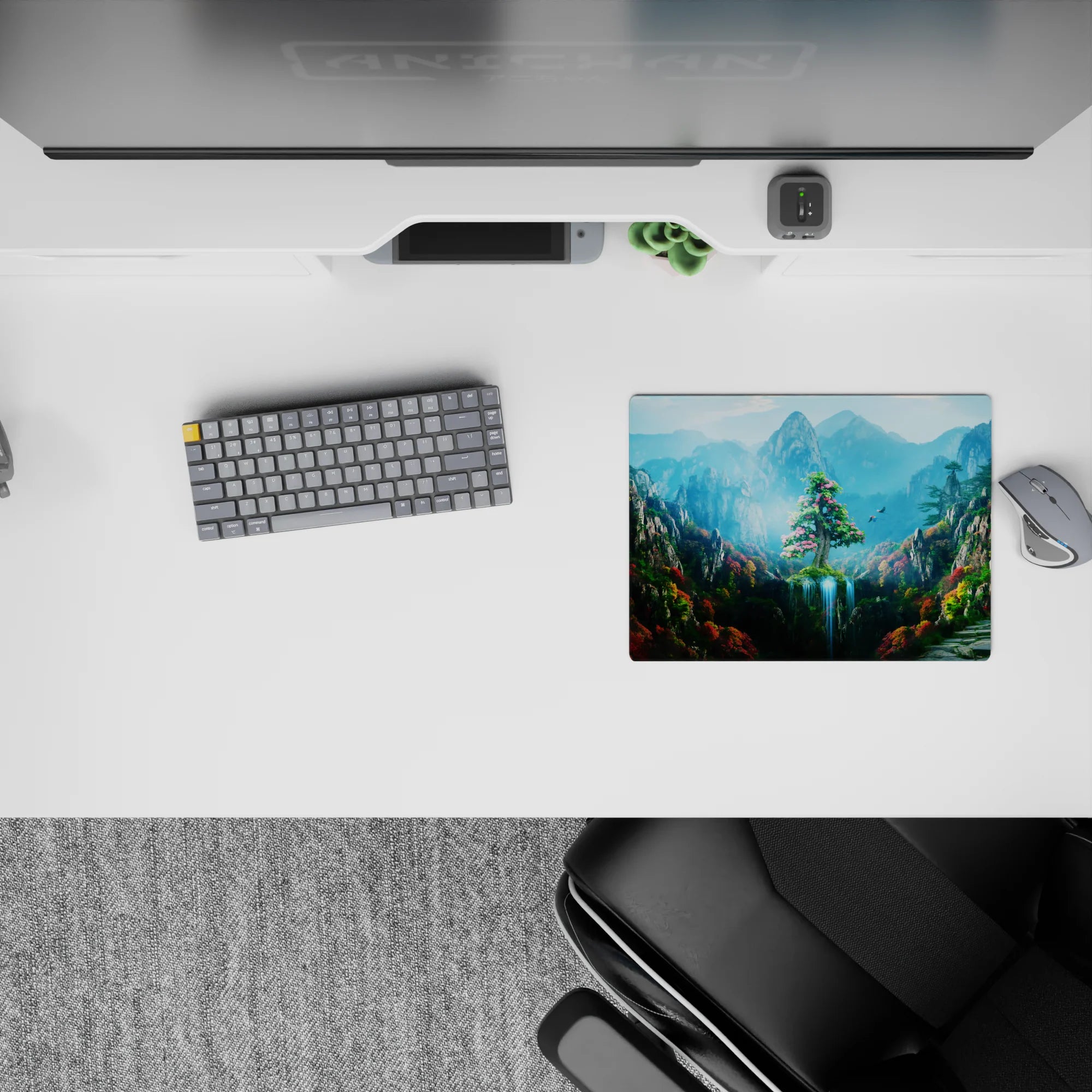 Fantasy Landscapes Deskmat | Mousepad | Deskpad - Enchanted Mountain Oasis