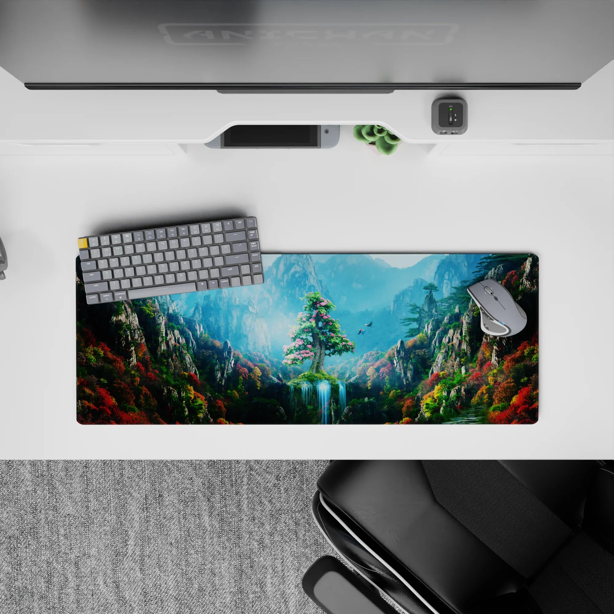 Fantasy Landscapes Deskmat | Mousepad | Deskpad - Enchanted Mountain Oasis