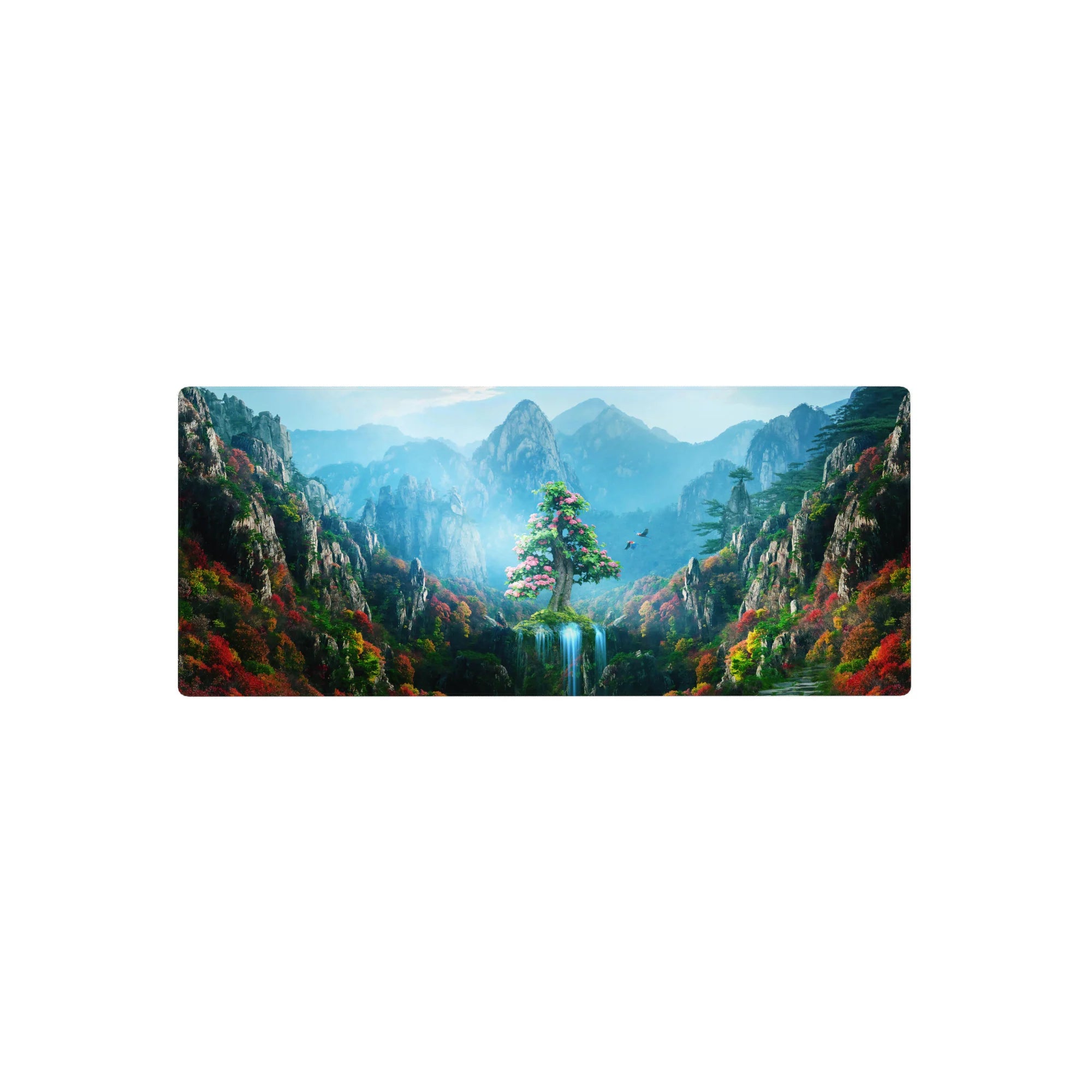 Fantasy Landscapes Deskmat | Mousepad | Deskpad - Enchanted Mountain Oasis