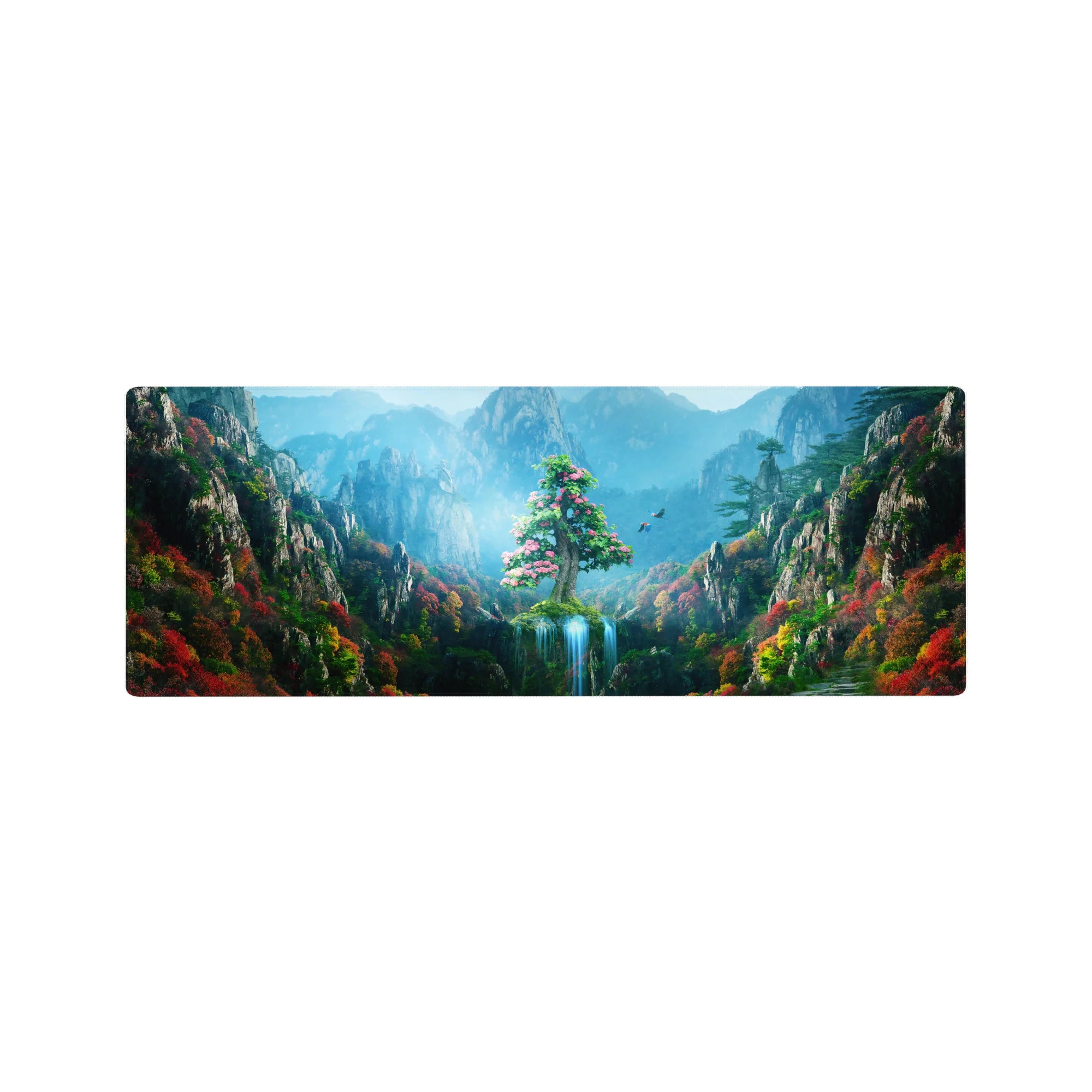 Fantasy Landscapes Deskmat | Mousepad | Deskpad - Enchanted Mountain Oasis