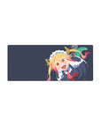 28x12 inches anime girl mouse pad with maid outfit, horns and tail, deep navy background, crisp frills.