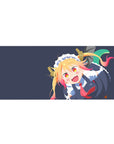 36x16 inches anime girl desk pad with Tohru in maid outfit, horns and tail on a deep navy background.