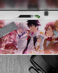 40x20 inches anime desk pad in warm sunset pink and peach tones, bright and comforting for late nights.