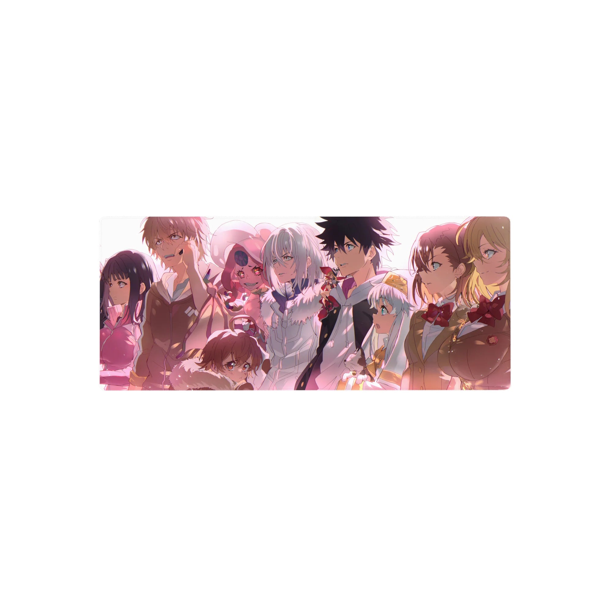 28x12 inches anime mouse pad with full team lineup, crisp uniforms, fur trims, and gold-accent jacket.