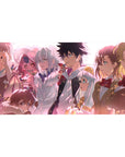 40x20 inches anime desk pad with full team lineup, crisp uniforms, fur trims, and gold-accent jacket.