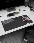 32x16 inches anime girl mouse pad showing a confident pink-haired fighter posing with a baton in white boots.