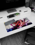 28x12 inches anime mouse pad showing Sarada Uchiha lunging forward, red jacket blazing in motion.