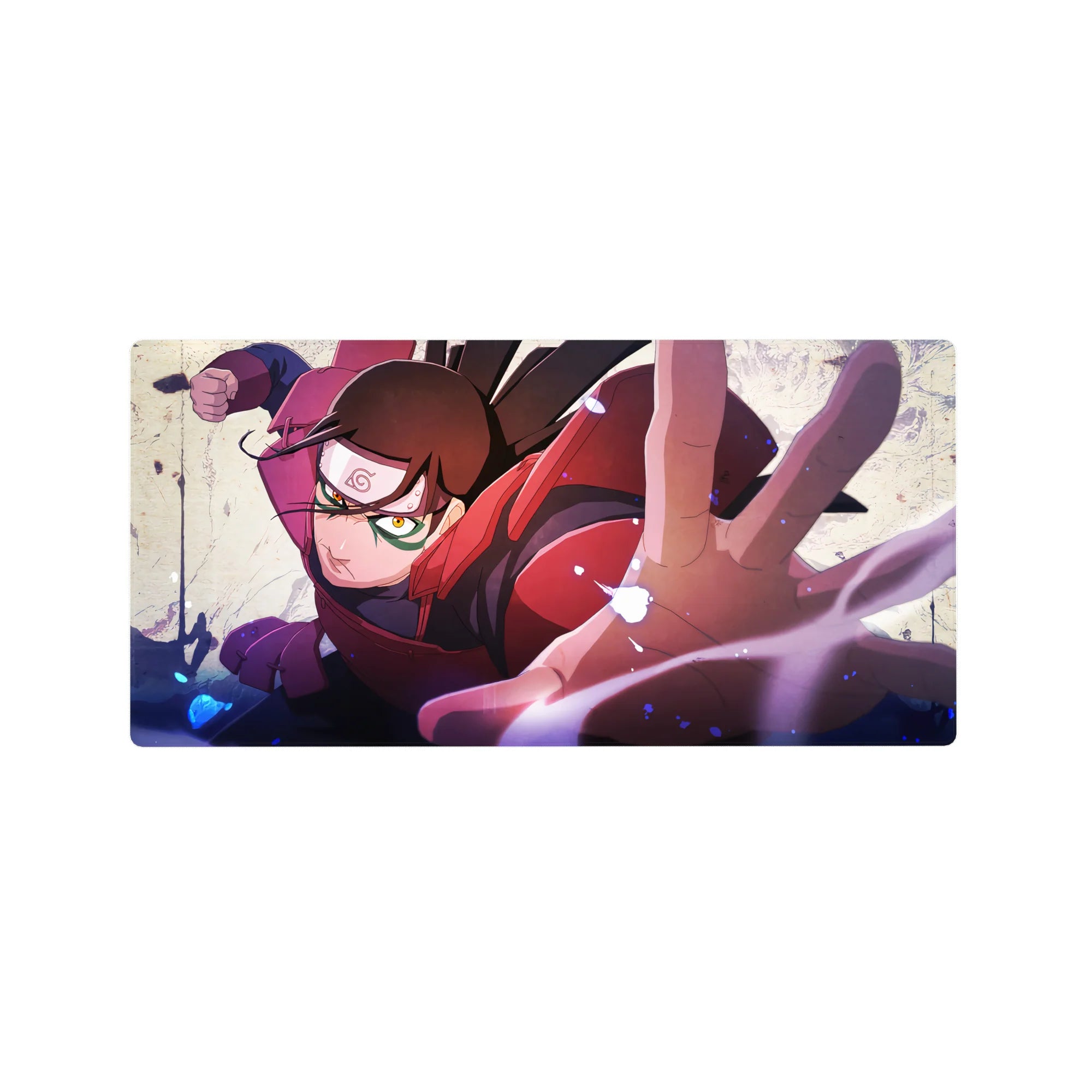 32x16 inches anime mouse pad featuring Sarada Uchiha action art with Sharingan and Konoha headband.
