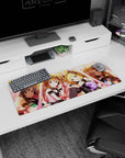 32x12 inches anime girl mouse pad featuring Anastasia, Uzuki Shimamura, Mika and Rika Jougasaki in flirty lace.