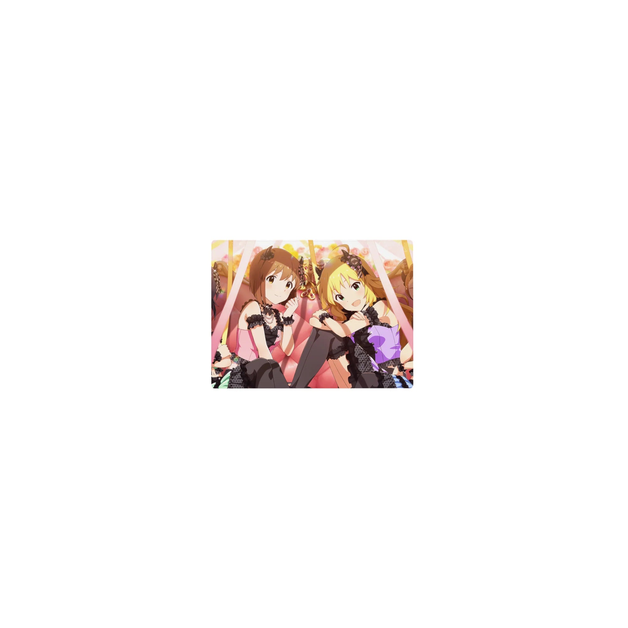 Classic anime girl mouse pad 14x10 inches with lace-and-ribbon idols, concert stage vibe, smooth tracking.