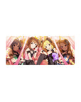 28x12 inches anime girl mouse pad with lace-and-ribbon idols, cute flirty concert stage desk mat.