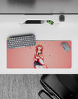 28x12 inches pink blush kawaii mouse pad with cozy flirty vibe, soft tones and tiny heart pattern.