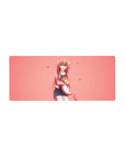 28x12 inches anime girl mouse pad with Miia lamia art, floating hearts, smooth desk mat for gaming.