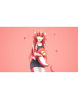 Anime girl desk pad 40x20 inches with Miia lamia art, floating hearts, smooth gaming glide.