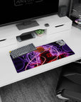 Edward Elric anime mouse pad, 28x12 inches, looking back before a radiant alchemy circle.