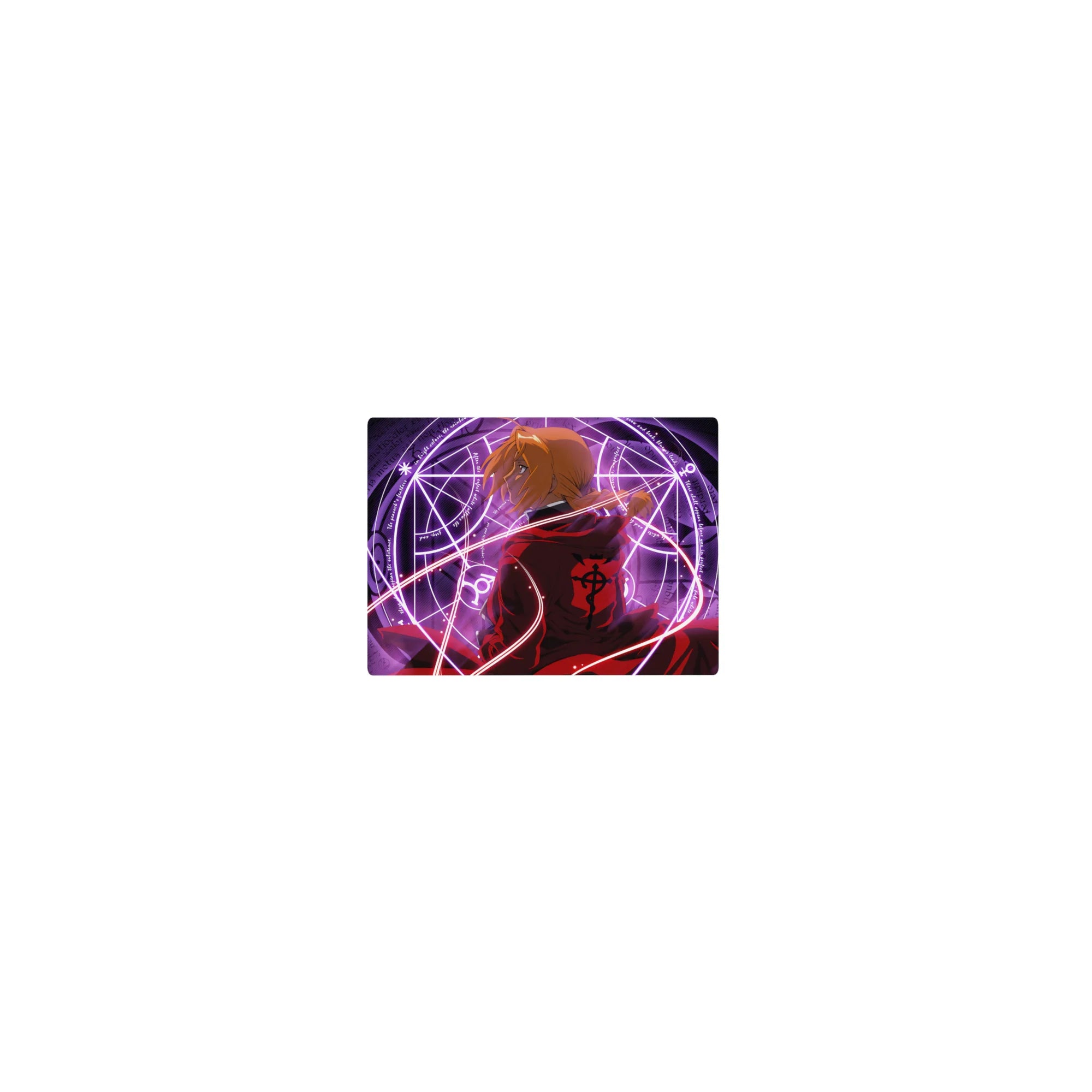 Fullmetal Alchemist anime mouse pad, Edward Elric with alchemy circle, classic design, 14x10 inches.
