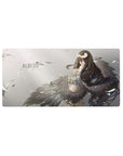 Anime mouse pad featuring Albedo from Overlord, size 32x16 inches, with dark wings and ethereal background for stylish setup.