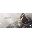 Anime desk pad featuring Albedo from Overlord, size 36x16 inches, with ethereal colors and dark wings for a stylish setup.