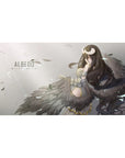 Anime mouse pad featuring Albedo from Overlord, 40x20 inches, showcasing her wings and ethereal background in soft tones.