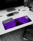 32x12 inches Naruto mouse pad featuring Itachi Uchiha staring through violet haze with swirling smoke.