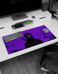 32x16 inches Naruto mouse pad showing Itachi Uchiha staring through violet mist with debris swirling.