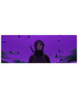 32x12 inches anime mouse pad with Itachi-inspired design, floating debris and smoky shadows.