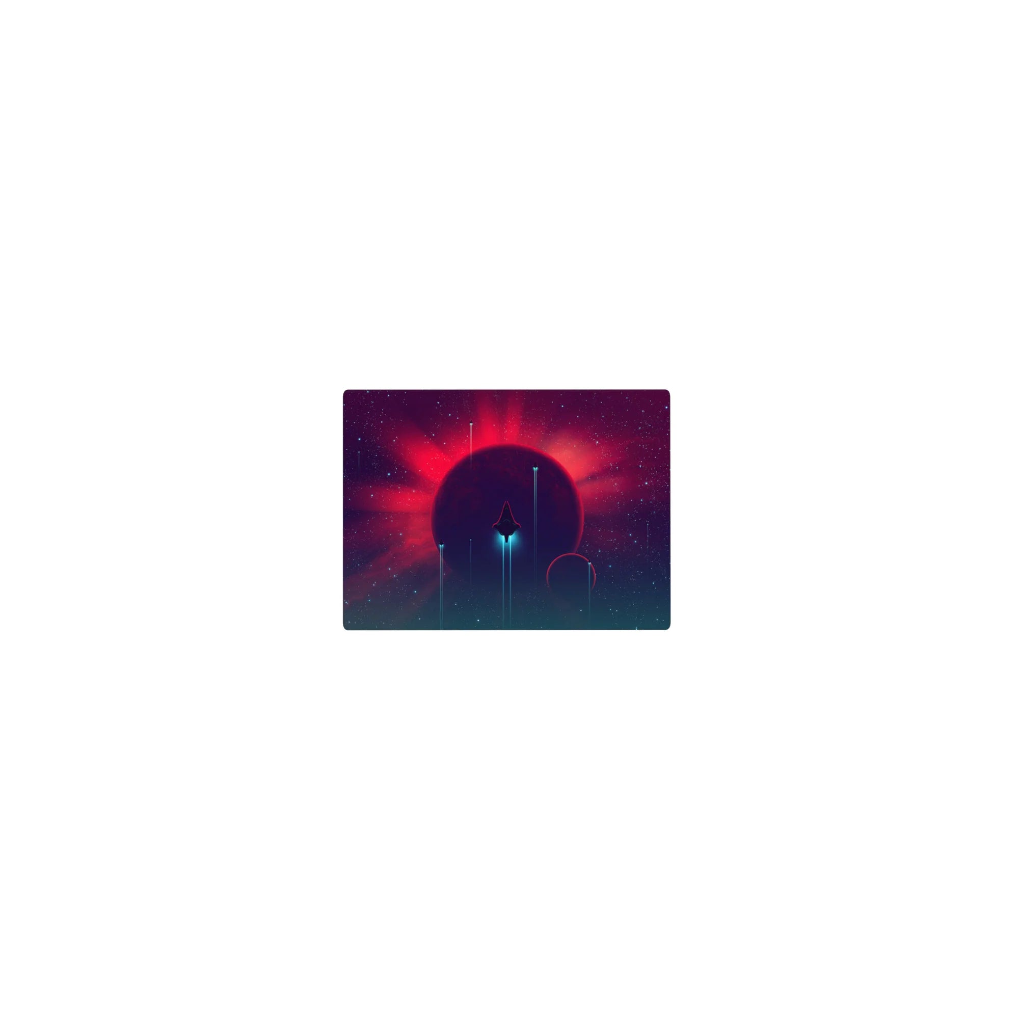 Neon space scene classic mouse pad 14x10 inches with stars, teal beams, and smooth gradients.