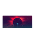 Neon space scene desk mouse pad, 28x12 inches, with stars, gradients, and a glowing planet.