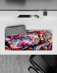 28x12 inches anime desk mat in lantern red, sakura pink, and river blue for a dreamy fantasy vibe.