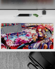 32x16 inches anime girl mouse pad in dreamy festival hues: lantern red, sakura pink, cool river blue.