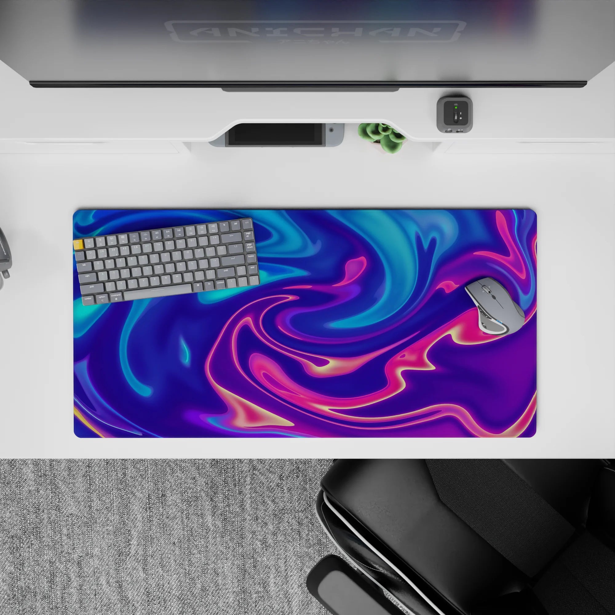 Liquid Abstract Deskmat | Mousepad | Deskpad - Neon Flow Dream - AniChan