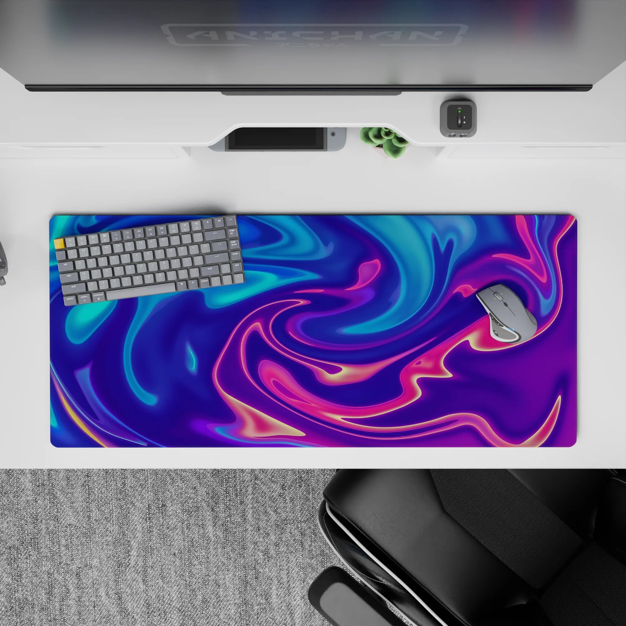 Liquid Abstract Deskmat | Mousepad | Deskpad - Neon Flow Dream - AniChan