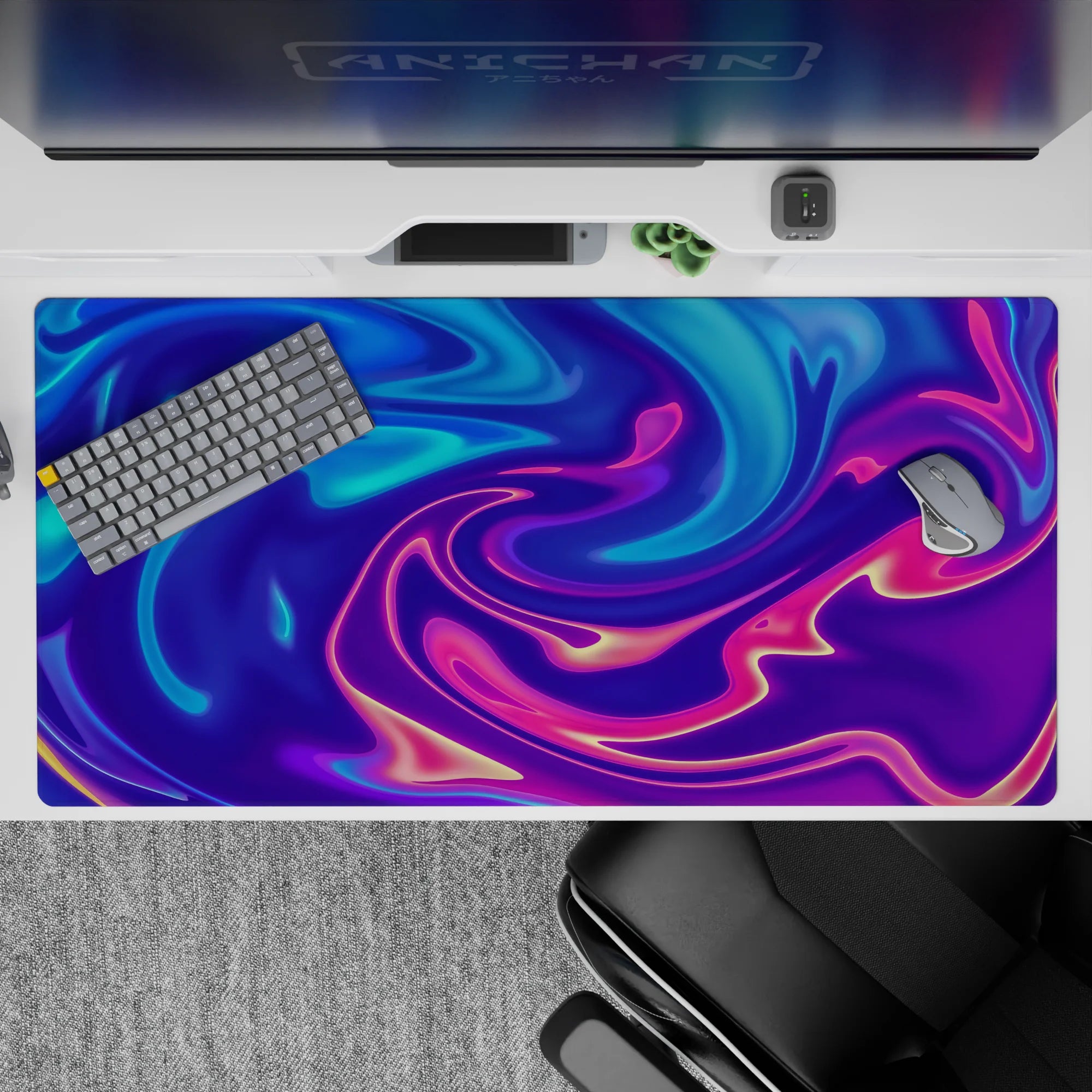 Liquid Abstract Deskmat | Mousepad | Deskpad - Neon Flow Dream - AniChan