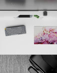 Pastel lavender and blush anime mouse pad 14x10 inches, calm dreamy vibe with soft petals.