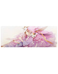 32x12 inches anime girl mouse pad with fox mask theme, pastel petals, ribbons, and cute cat companion.