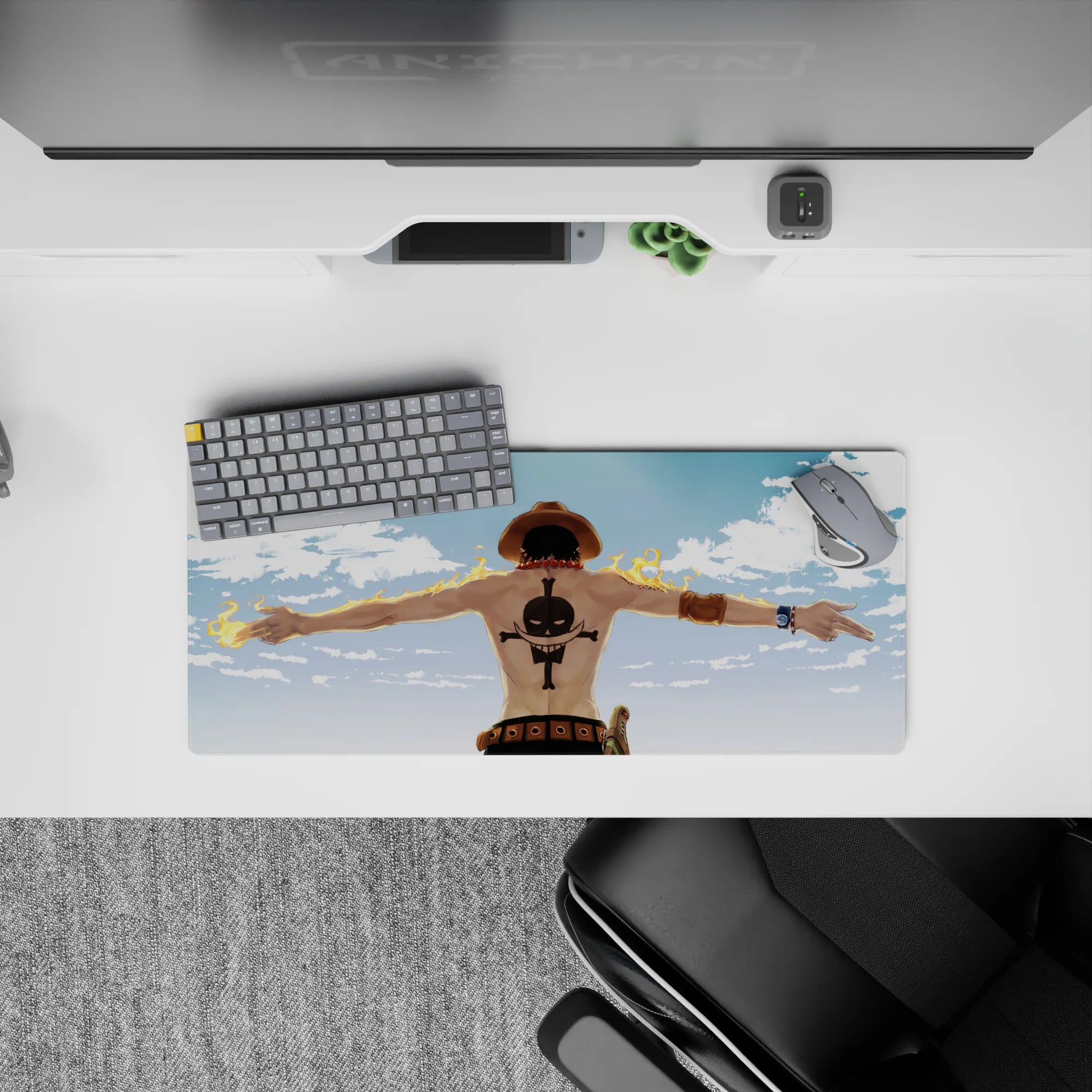 One Piece Deskmat | Mousepad | Deskpad - Ace&#39;s Fiery Spirit - AniChan