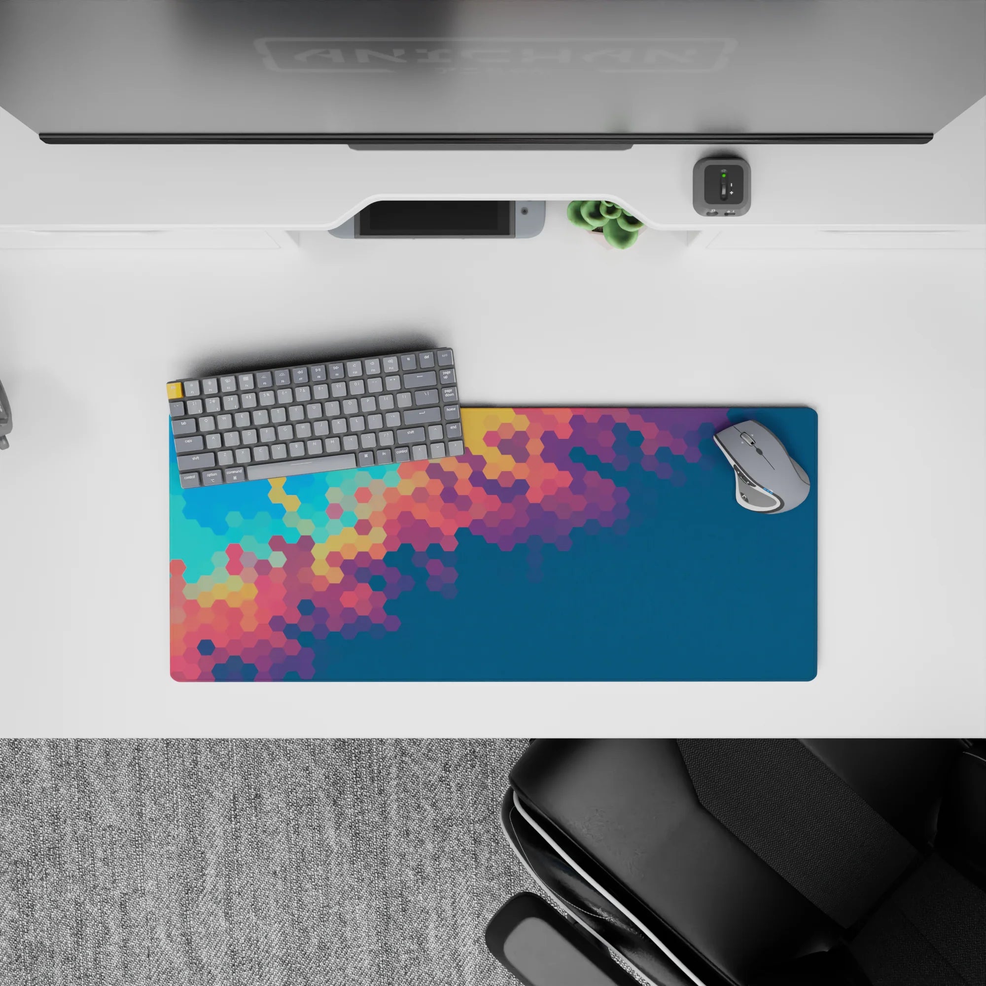 Abstract Deskmat | Mousepad | Deskpad - Prismatic Hexagon Flow - AniChan