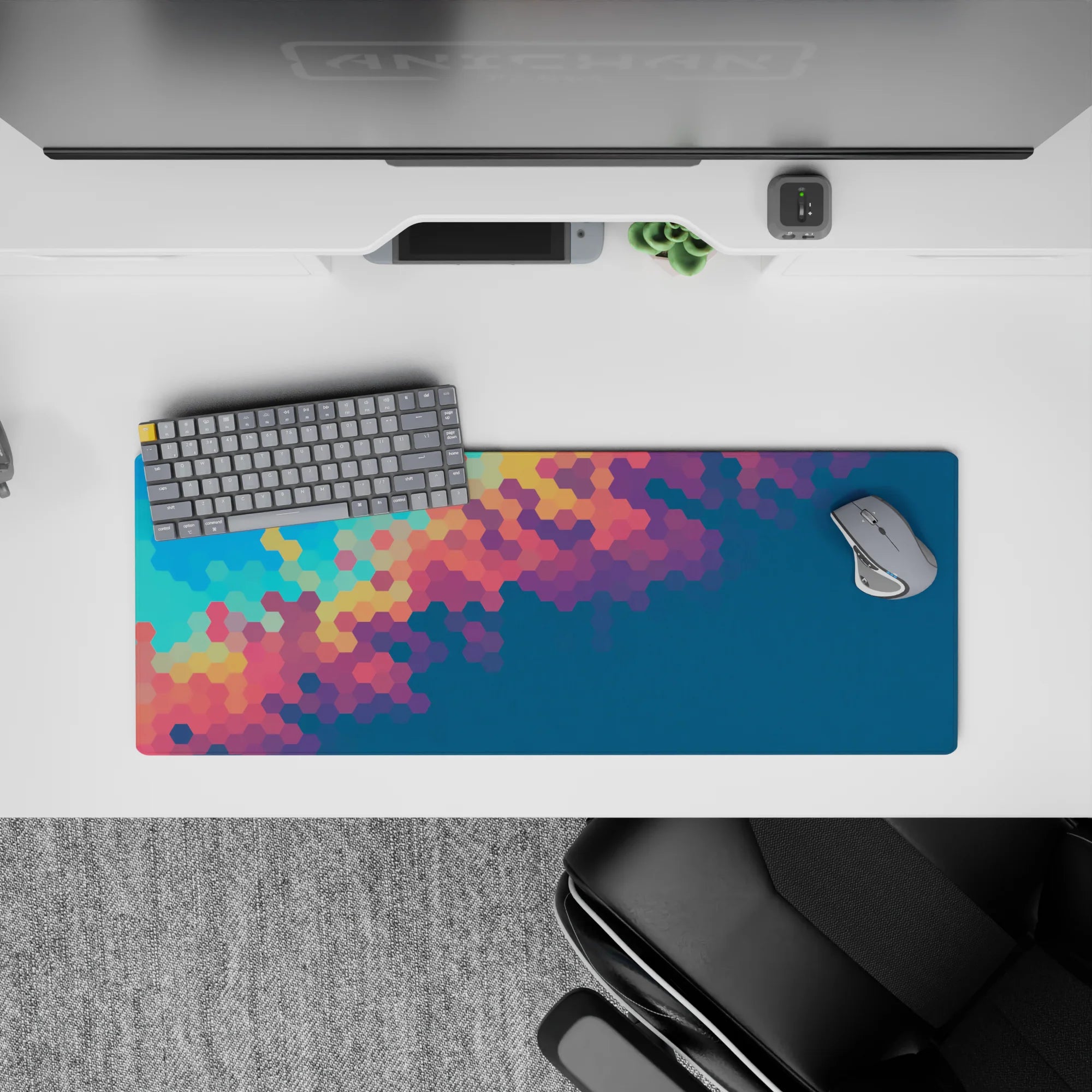 Abstract Deskmat | Mousepad | Deskpad - Prismatic Hexagon Flow - AniChan