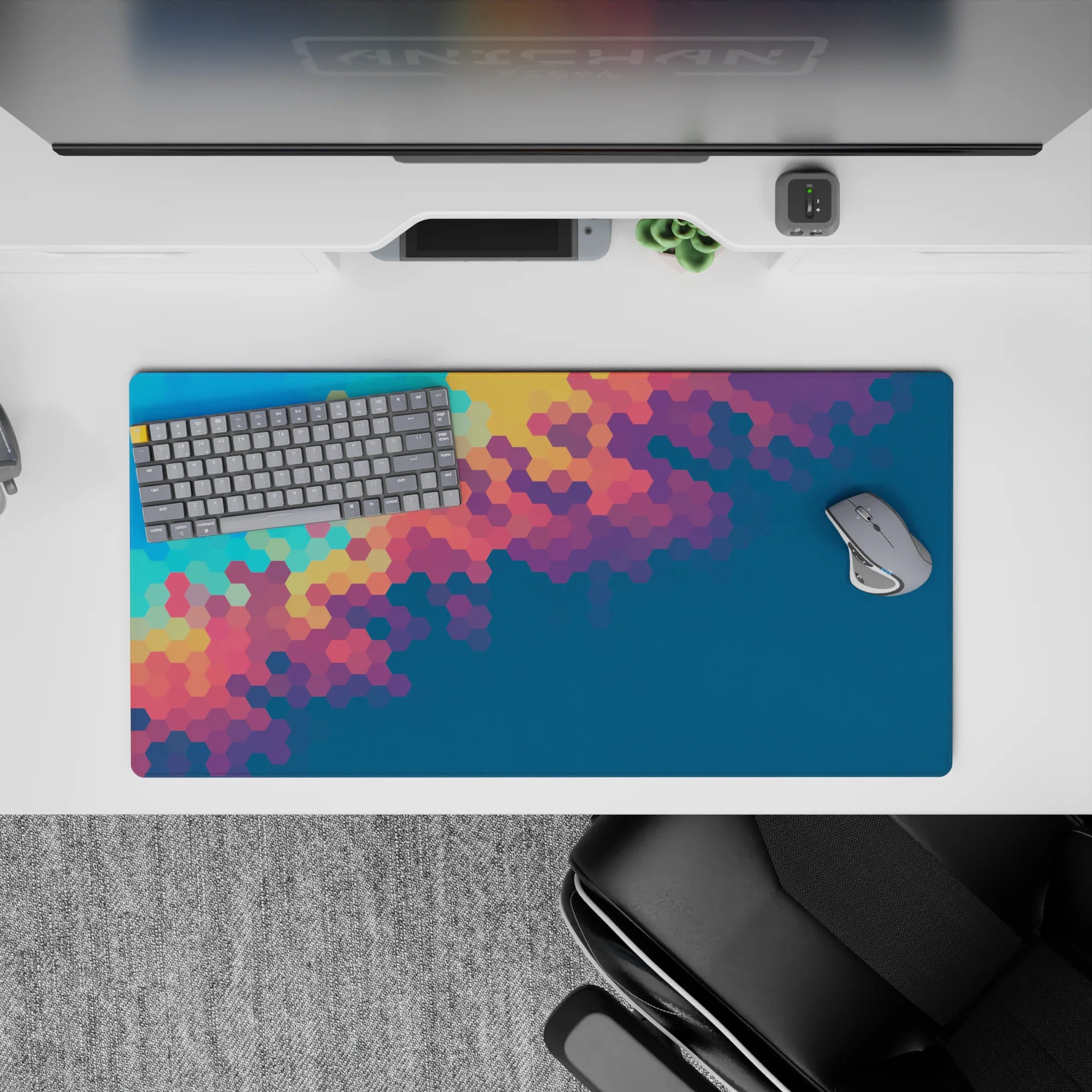 Abstract Deskmat | Mousepad | Deskpad - Prismatic Hexagon Flow - AniChan