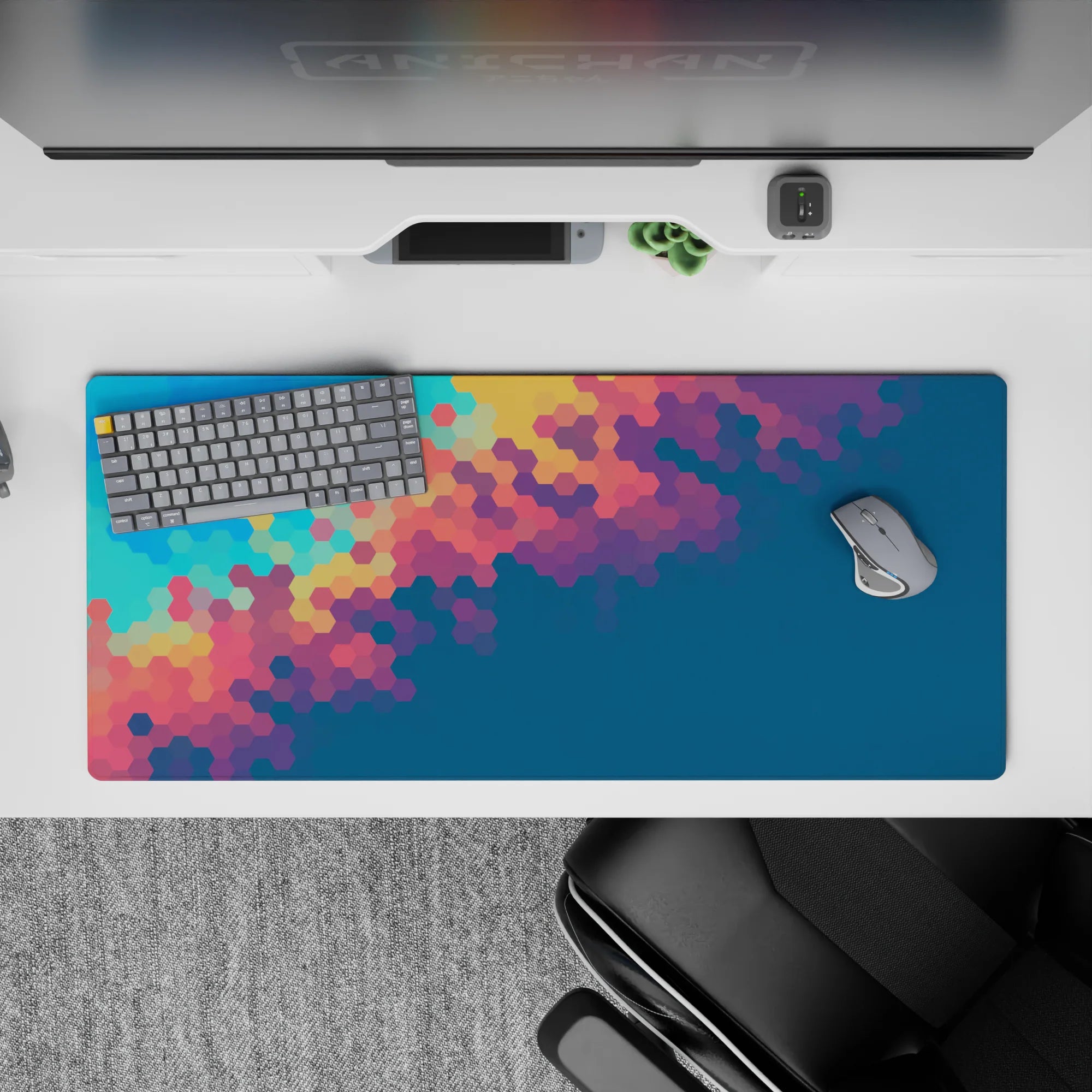 Abstract Deskmat | Mousepad | Deskpad - Prismatic Hexagon Flow - AniChan