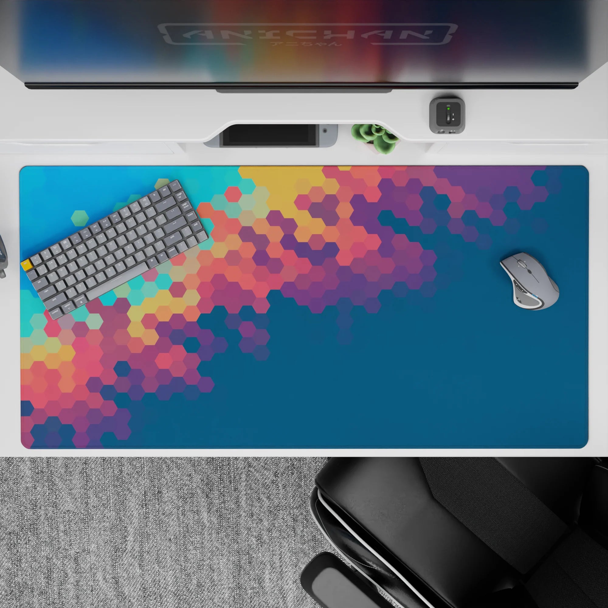 Abstract Deskmat | Mousepad | Deskpad - Prismatic Hexagon Flow - AniChan