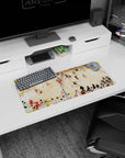 28x12 inches anime mouse pad with black-and-orange spiker airborne at the net as red team scrambles, 20-21.